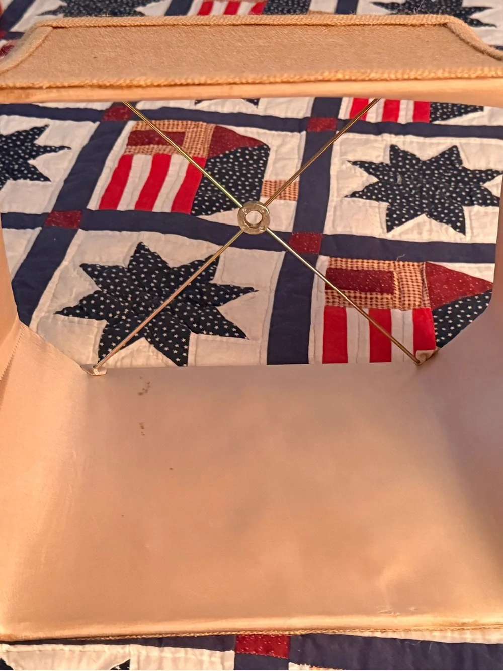 Vintage Rectangular Hexagonal Lined Shade Spider Fitter